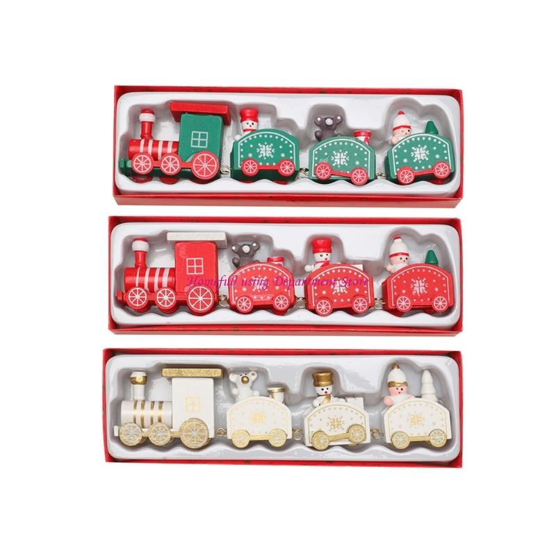 Sustainable Living Usa - Hochwertiges Weihnachtszug-Set aus geschnitztem Holz, nachhaltige